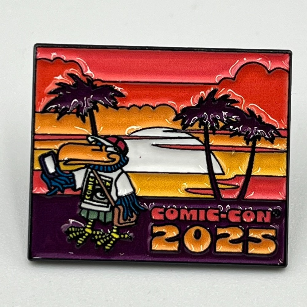 Comic-Con 2025 SDCC Toucan Sunset Enamel Pin Souvenir Retro Pop Art Style
